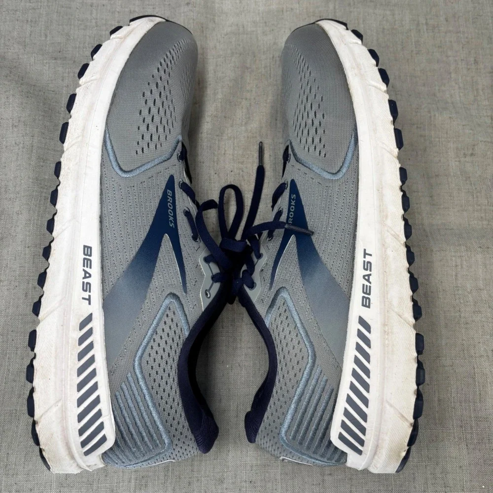 Brooks Beast 20 Shoes Grey Navy Blue Mesh Running Sneakers Men's Size 14 - Picture 10 of 11
